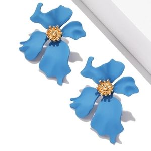 Blue Lily Flower Earrings